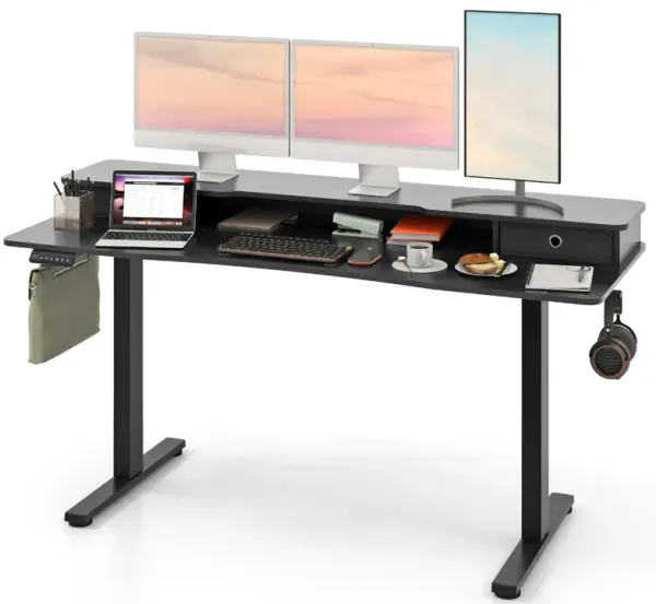 Adjustable Electric Desk with 2 Storage Drawers – Sleek Home Office Work Table