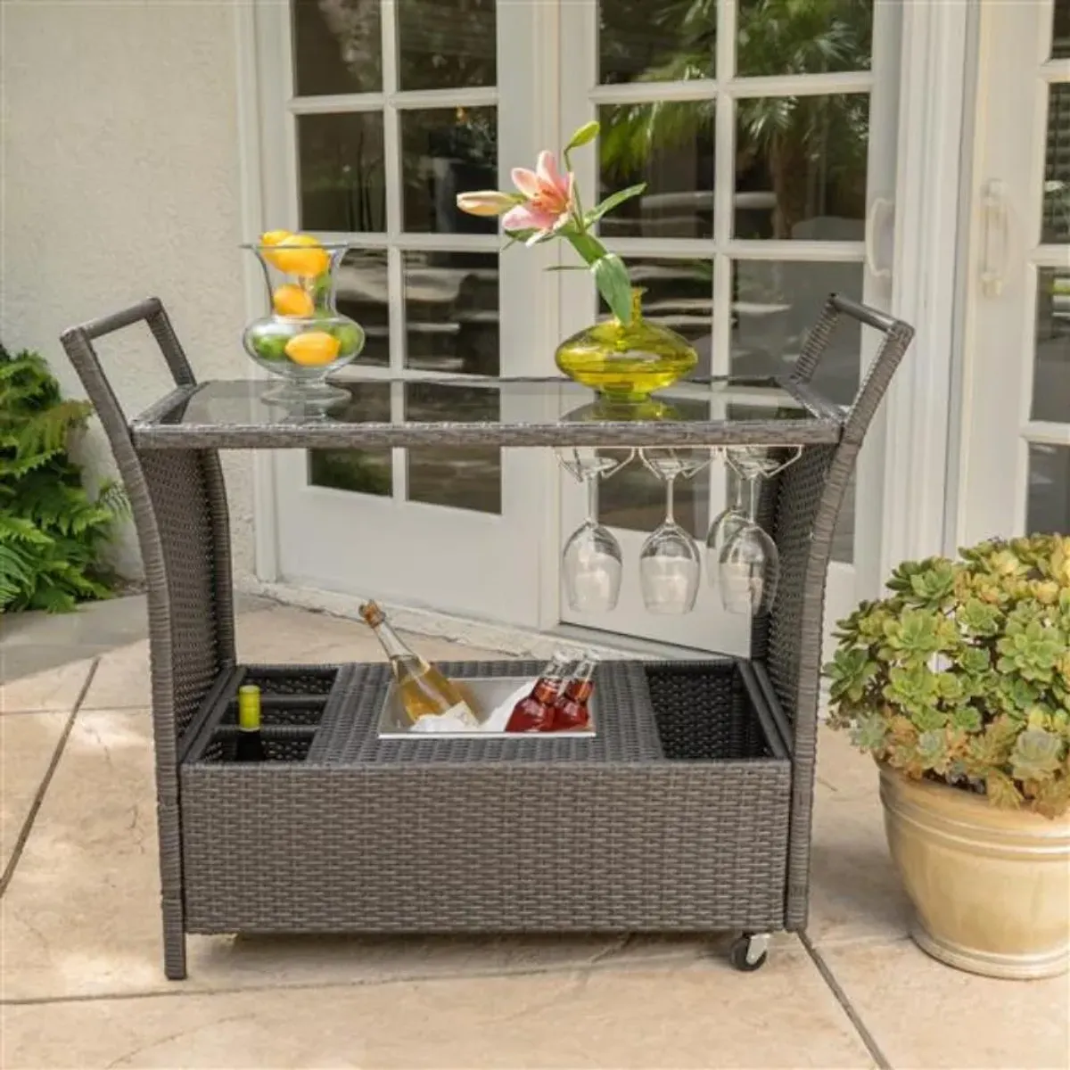 Bar Cart Stylish & Functional Rolling Trolley for Serving & Storage