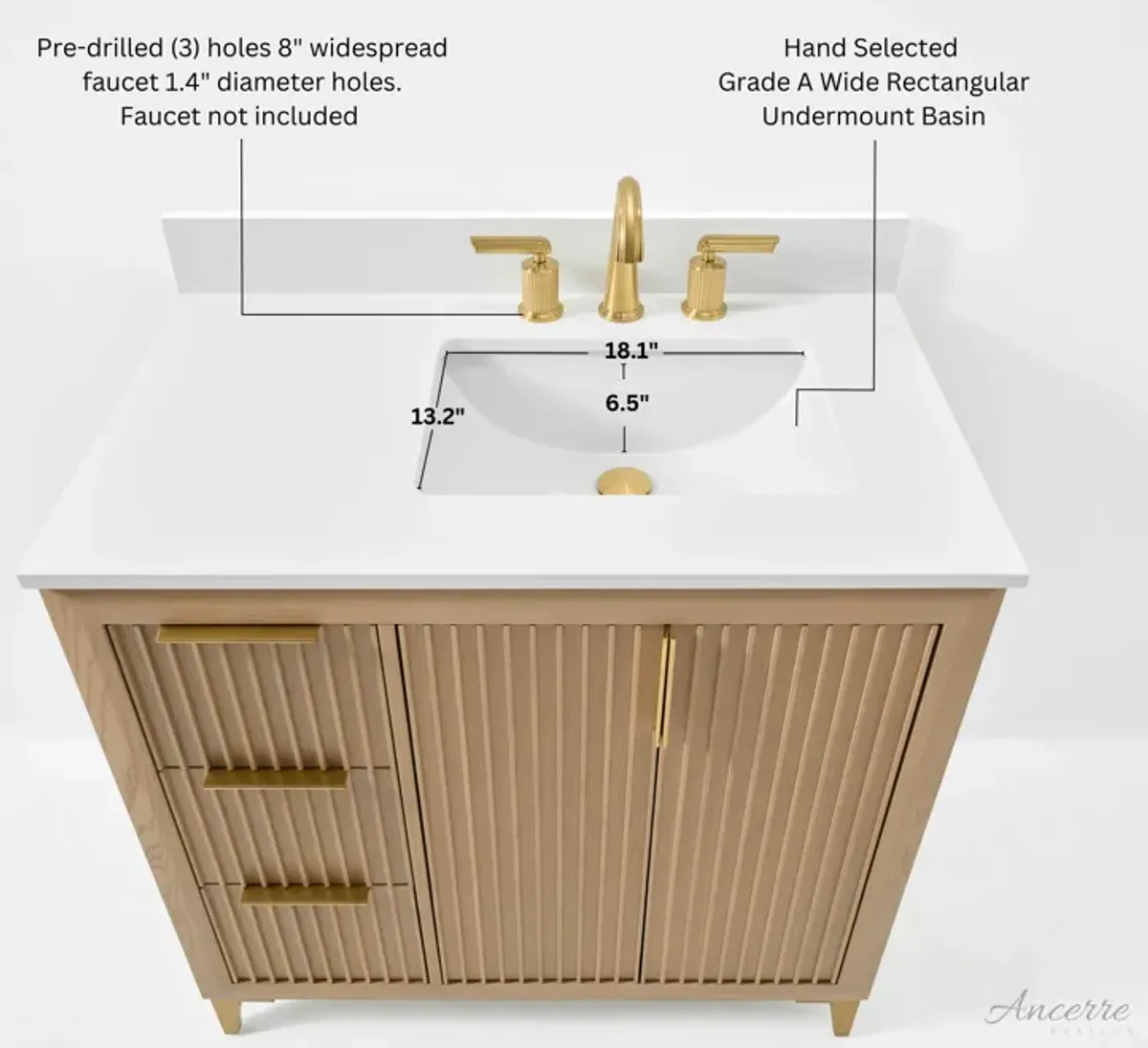 Turlington 36 in Oak Bath Vanity Set with White Quartz Vanity Top and White Undermount Basin