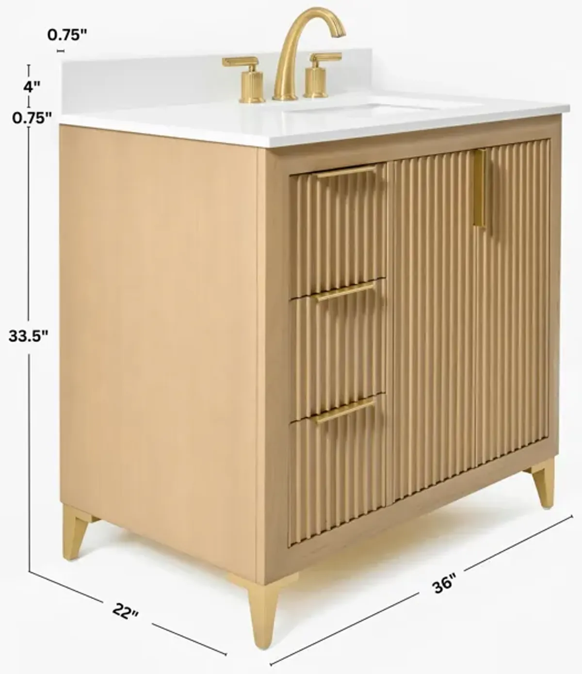 Turlington 36 in Oak Bath Vanity Set with White Quartz Vanity Top and White Undermount Basin