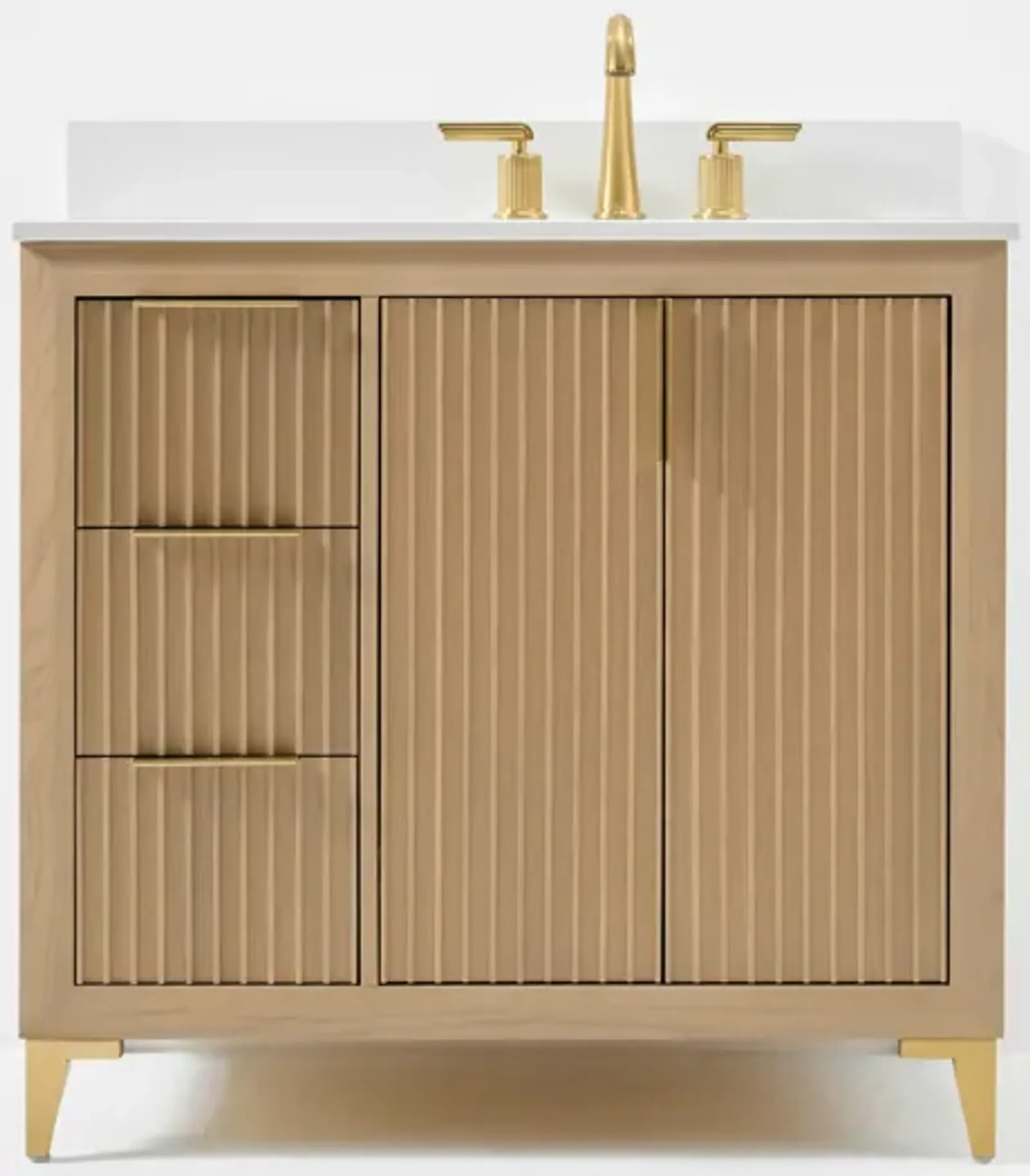 Turlington 36 in Oak Bath Vanity Set with White Quartz Vanity Top and White Undermount Basin