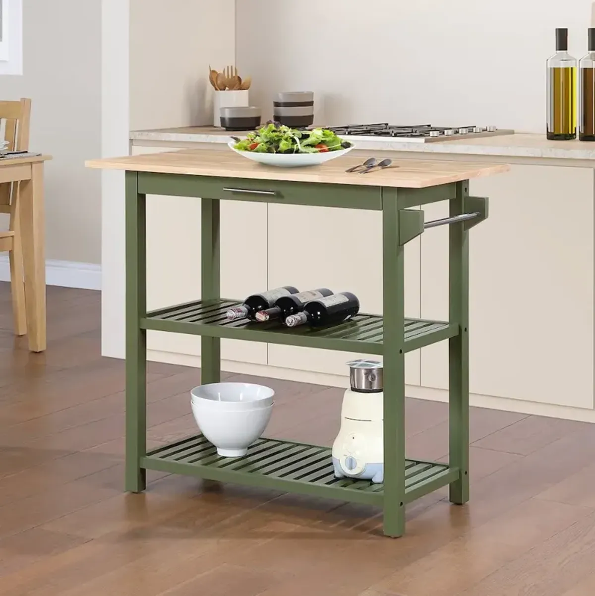 Convenience Concepts Designs2Go 3 Tier Butcher Block Kitchen Prep Island with Drawer