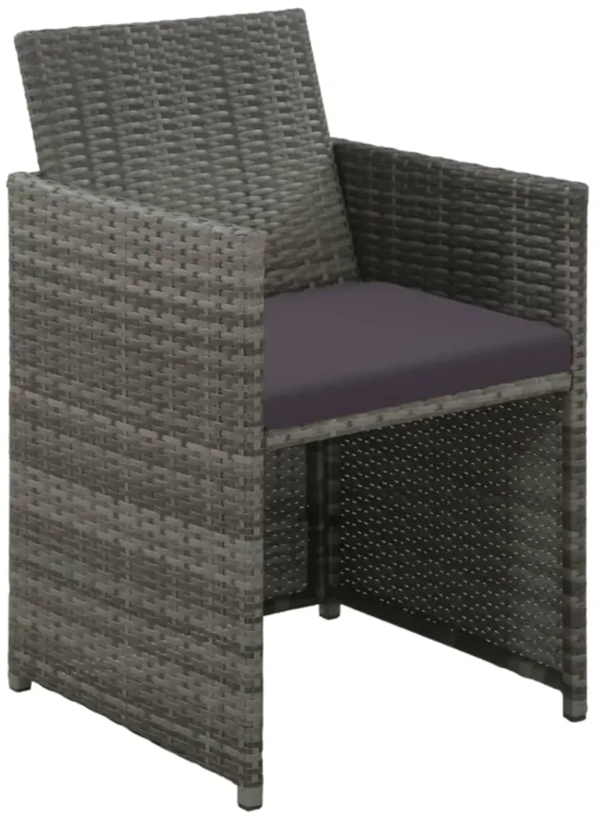 vidaXL 4 Piece Garden Lounge with Cushions Set Poly Rattan Gray