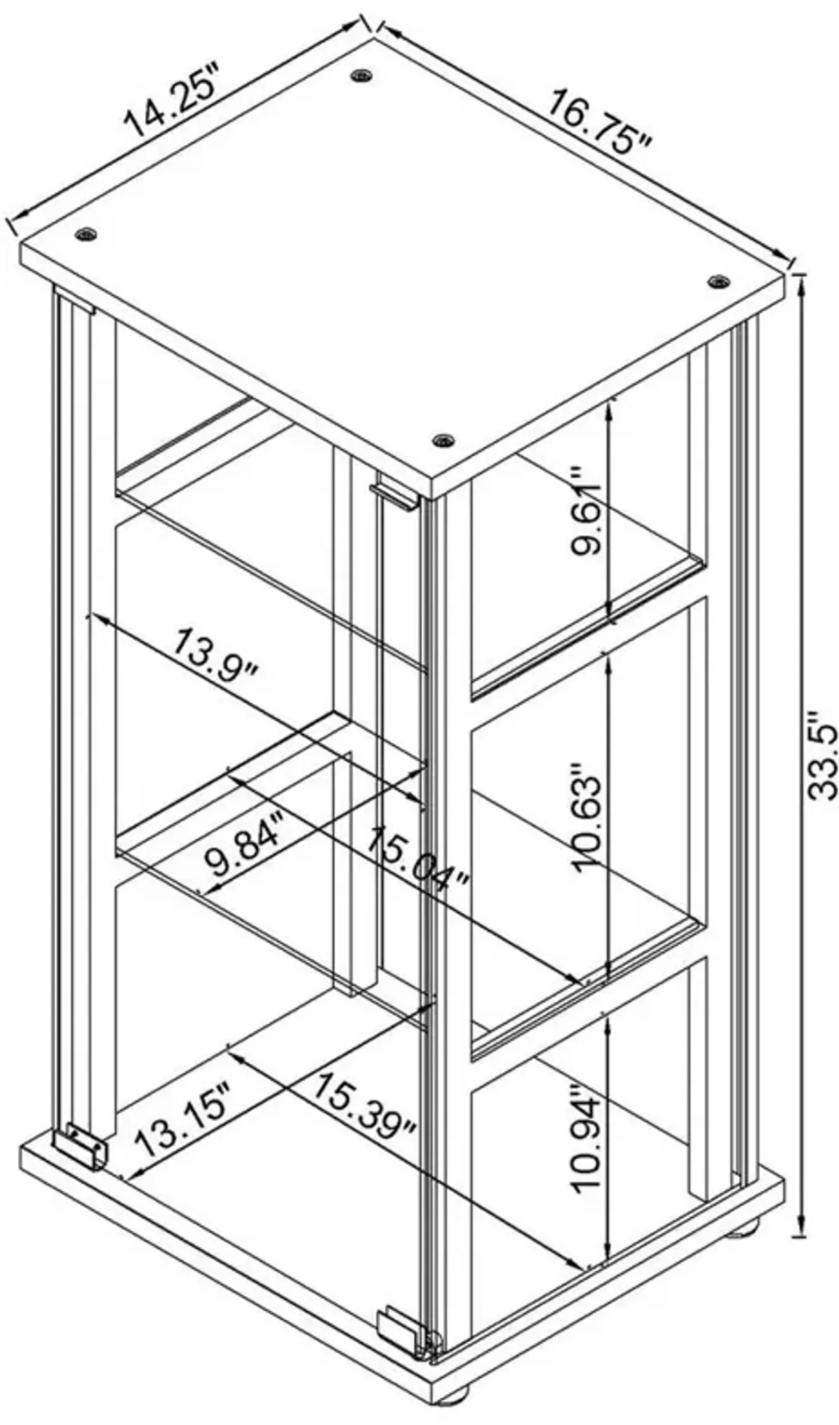 Coaster Cyclamen 3-shelf Glass Curio Cabinet Black and Clear