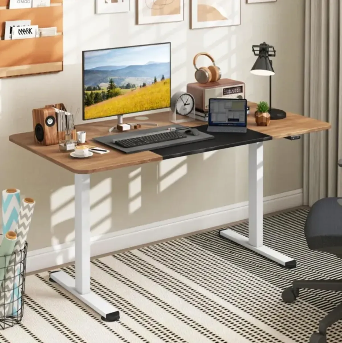 Hivvago 55 Inch Electric Standing Desk Adjustable with Cable Management Hole