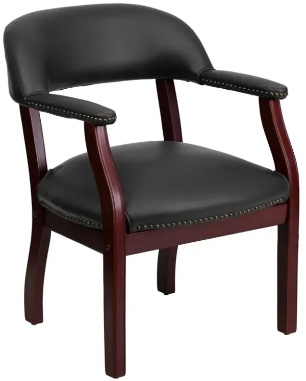 Flash Furniture Diamond Black Vinyl Luxurious Conference Chair with Accent Nail Trim
