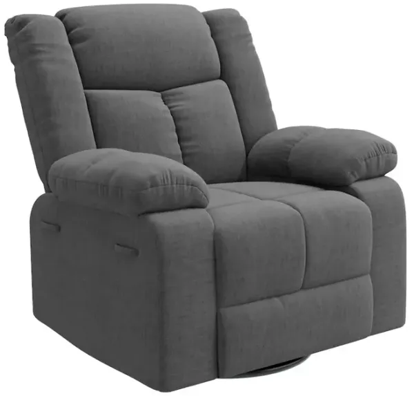 ProLounger Swivel Glider Recliner in Charcoal Velvet with Pillow Top Arms