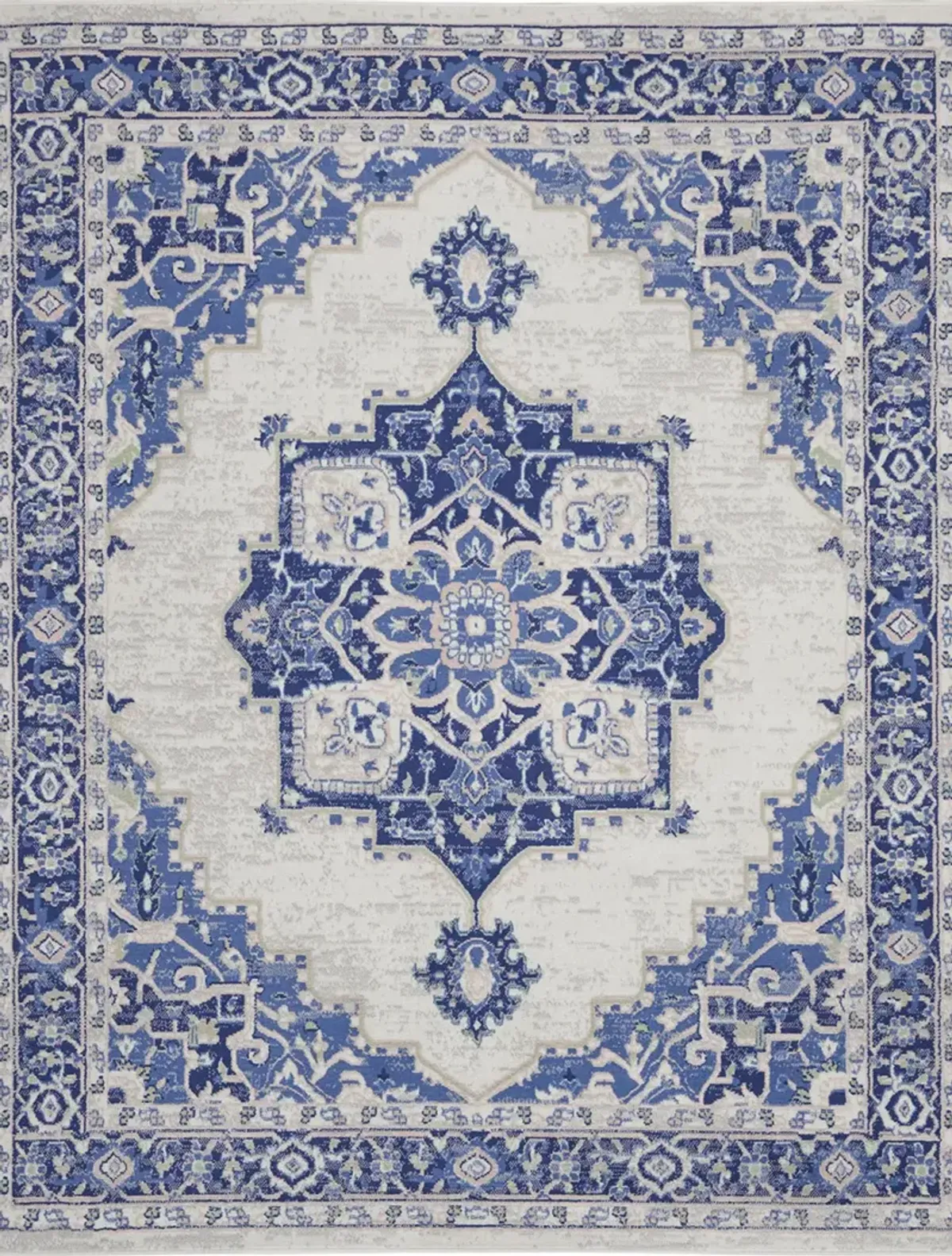 Whimsicle WHS03 Ivory/Blue 8' x Round Rug