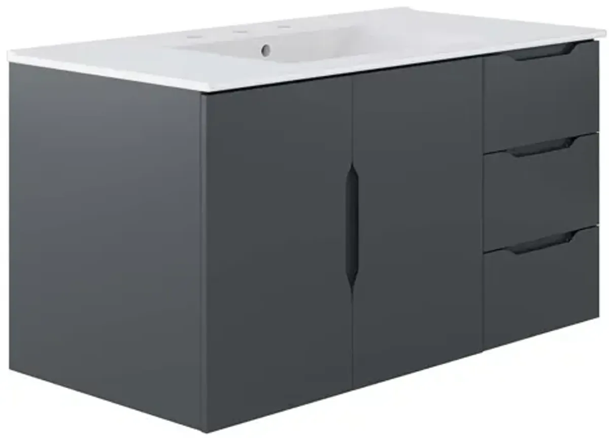 Modway Vitality 36" Bathroom Vanity, 36 Inch, Gray White