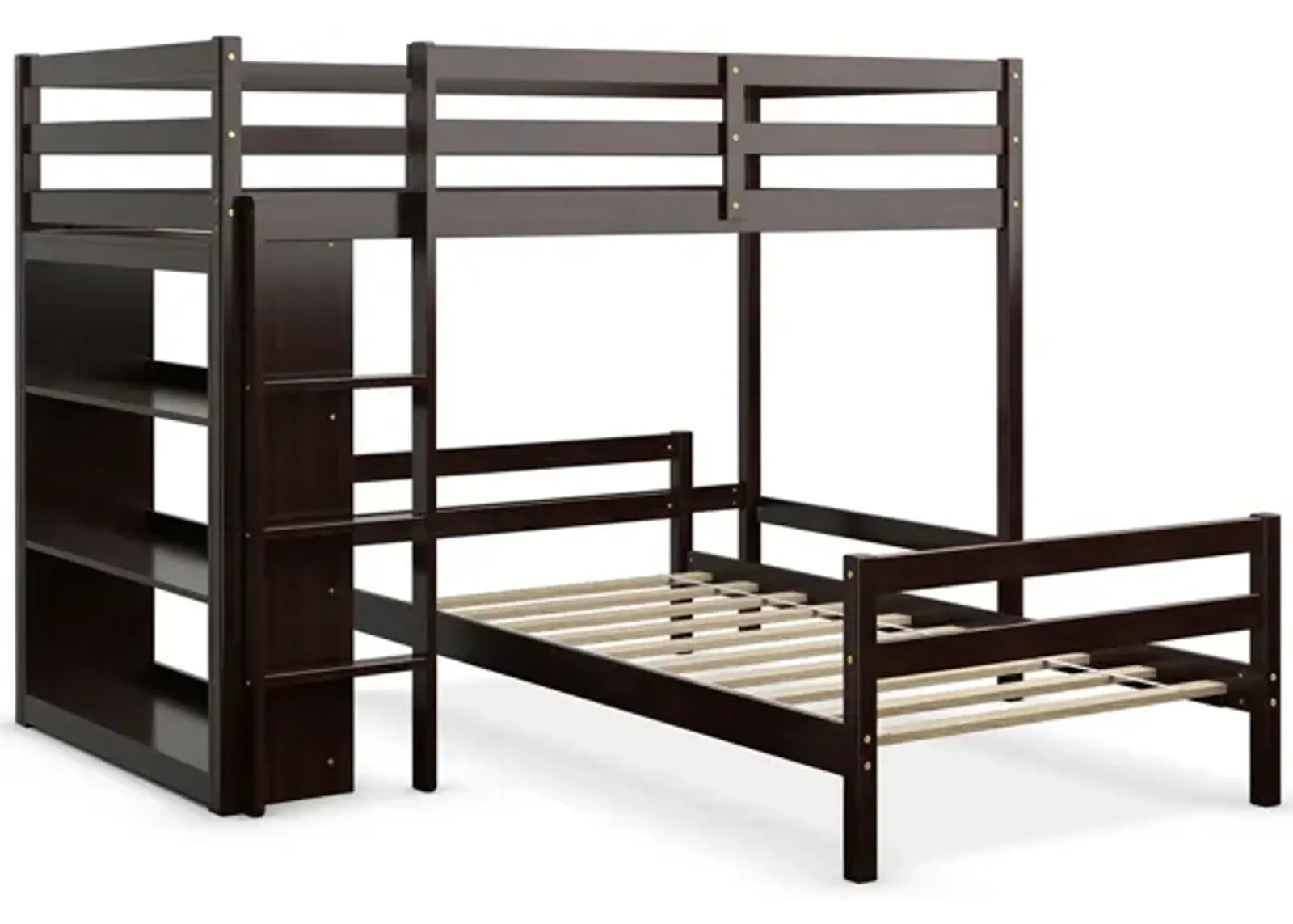 Twin Over Twin Loft Bunk Bed with Bookcase