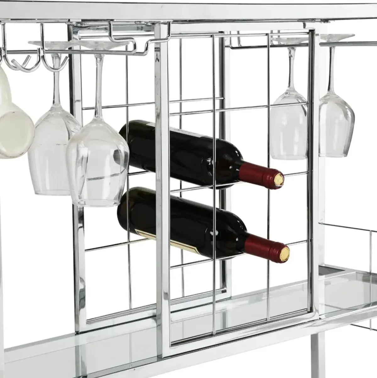 Hivvago 3Tier Cart with Glass Holder and Wine Rack for Home