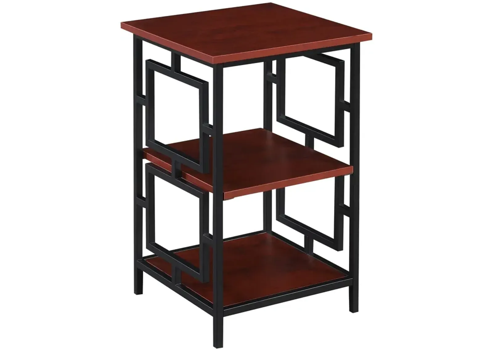 Convenience Concepts Town Square Metal Frame End Table, Cherry/Black