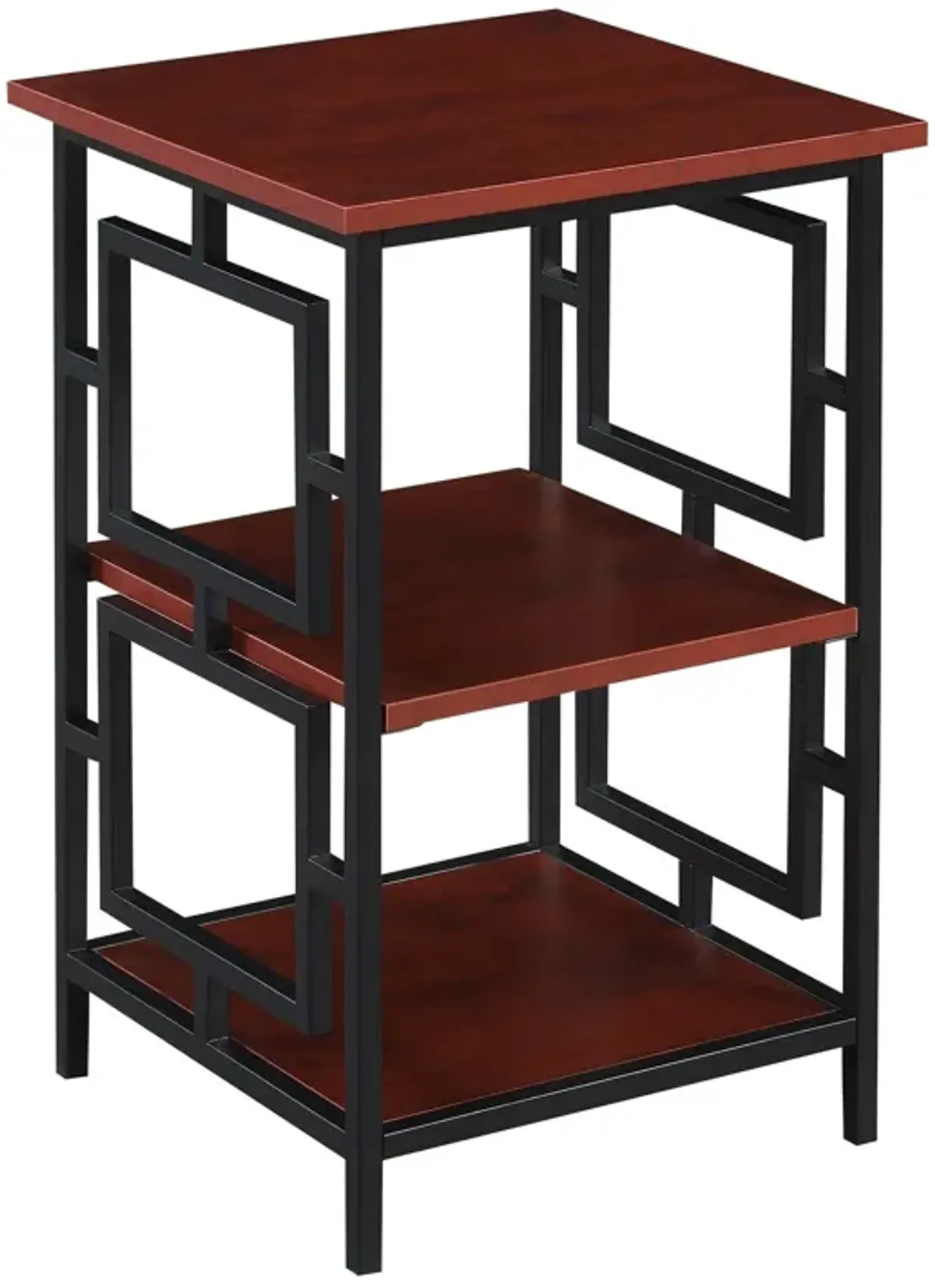 Convenience Concepts Town Square Metal Frame End Table, Cherry/Black