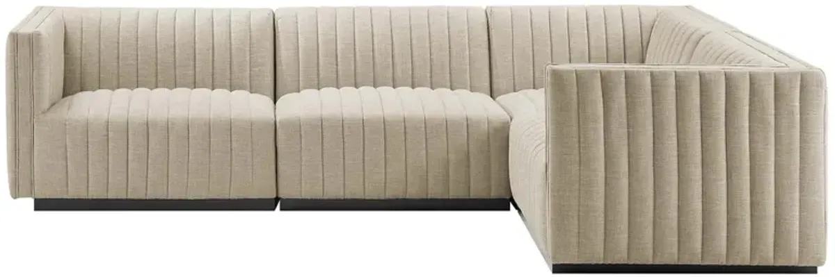 Conjure Channel Tufted Upholstered Fabric 4-Piece L-Shaped Sectional