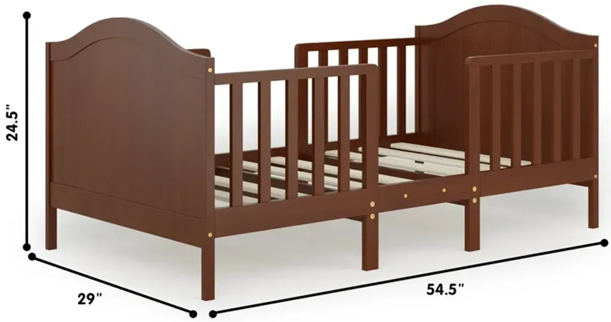 2-in-1 Classic Convertible Wooden Toddler Bed with 2 Side Guardrails for Extra Safety