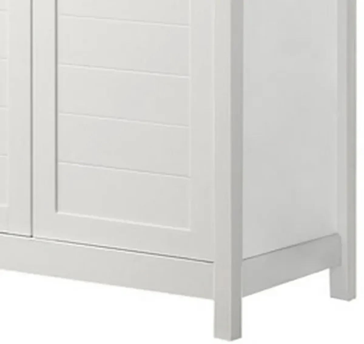 Aie 60 Inch Storage Cabinet, Framed Slatted Panel Doors, White, Brown Wood - Benzara