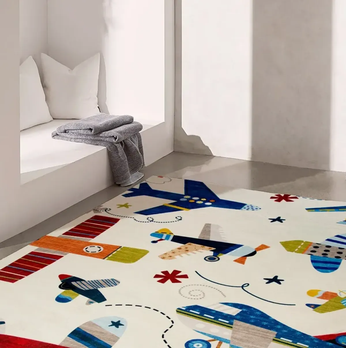 Soft Steps Playtime Airplane Navy Indoor Soft Area Rug