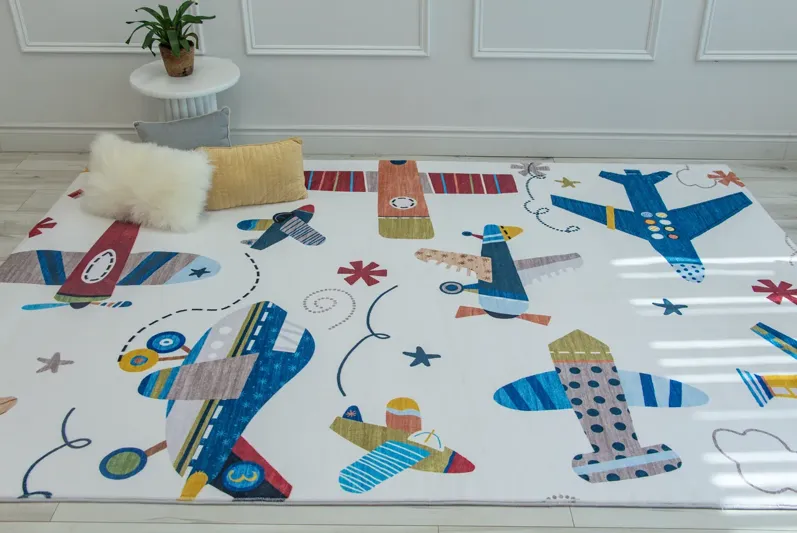 Soft Steps Playtime Kids Airplane Soft Playmat Cream  Indoor Soft Area Rug