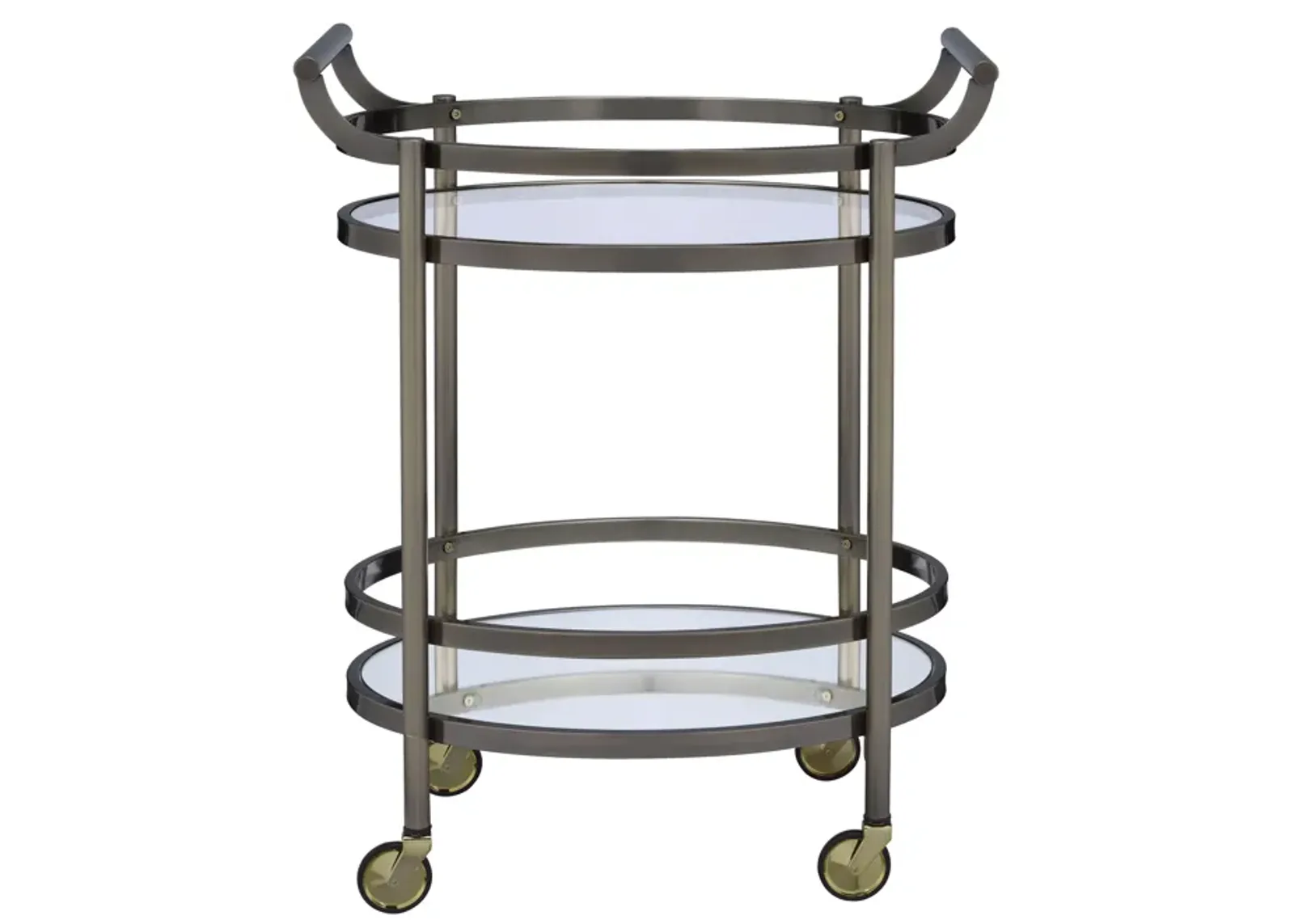 ACME Lakelyn Serving Cart, Brushed Bronze & Clear Glass