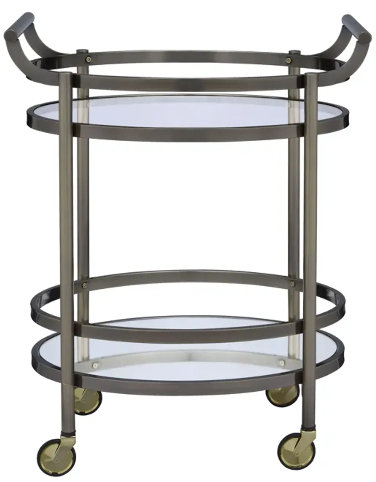 ACME Lakelyn Serving Cart, Brushed Bronze & Clear Glass