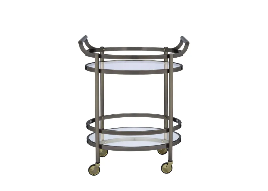 ACME Lakelyn Serving Cart, Brushed Bronze & Clear Glass