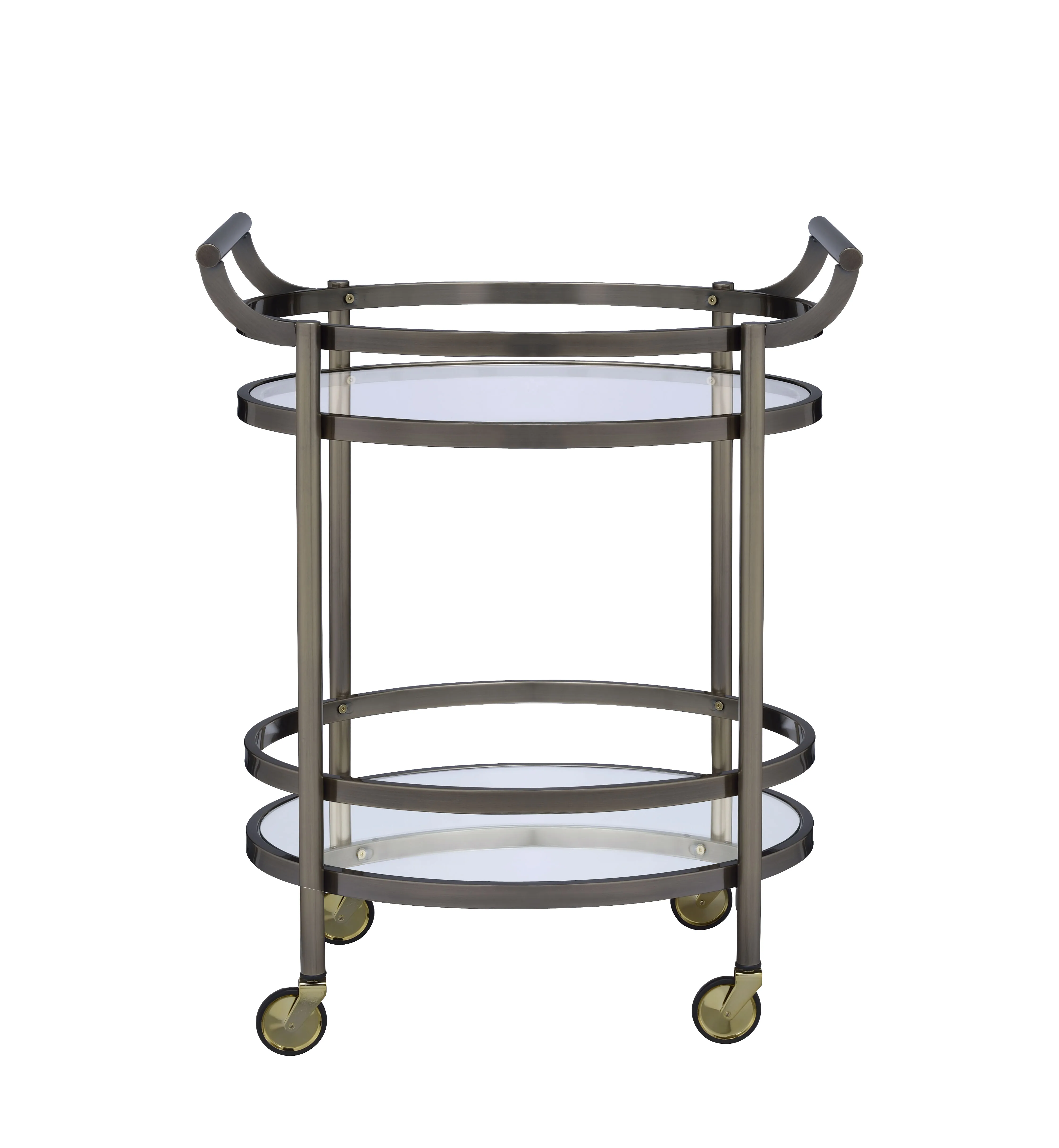 ACME Lakelyn Serving Cart, Brushed Bronze & Clear Glass