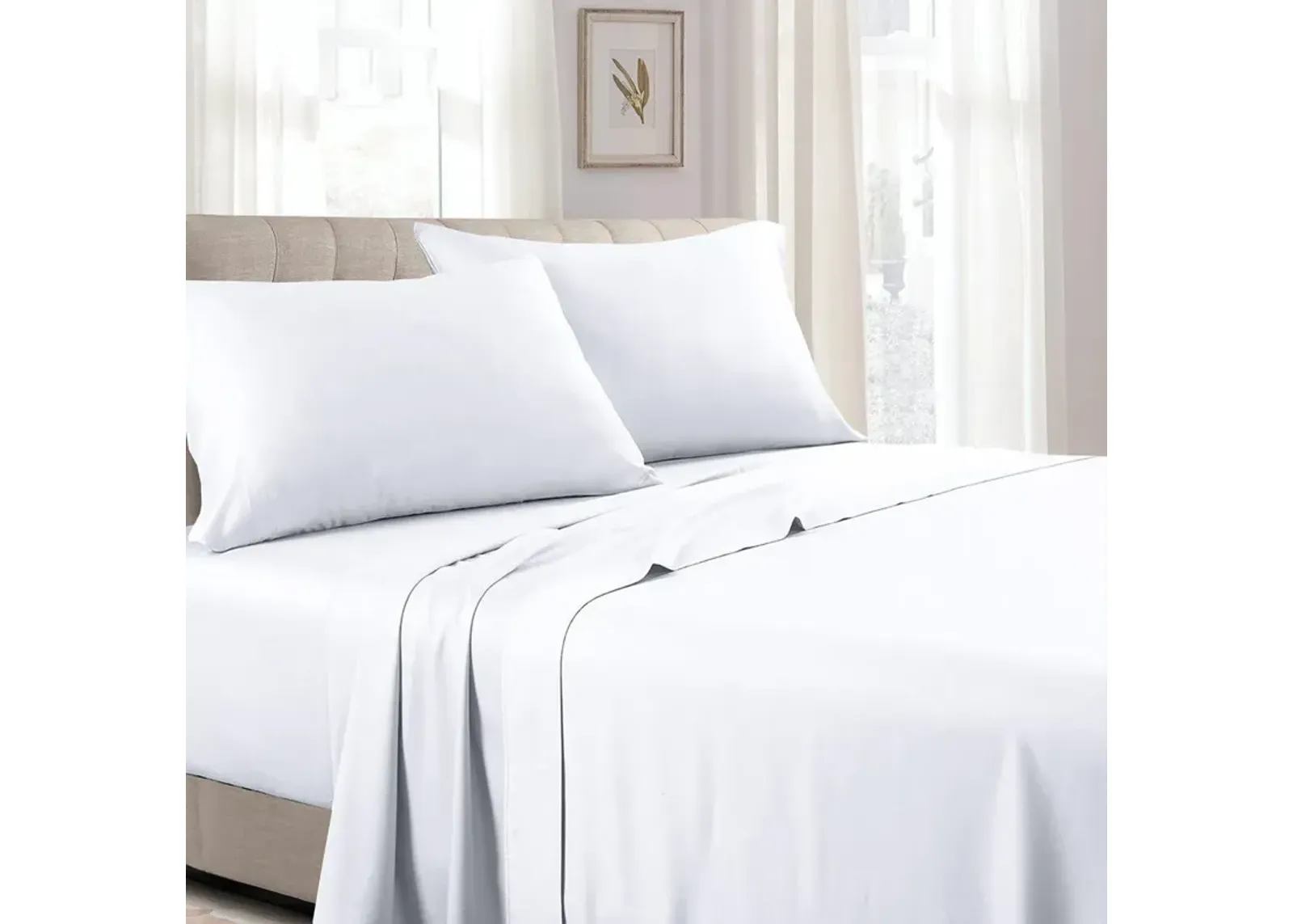 Egyptian Linens - Low Profile (7-10 inches) Soft Cotton Sateen Sheet Set - Made in USA