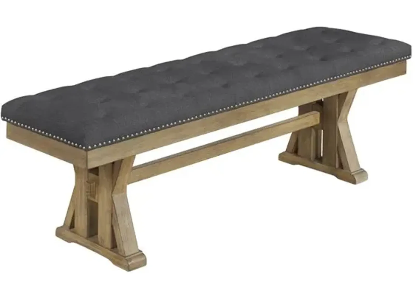 Best Quality Furniture Cushioned dining bench in gray linen fabric