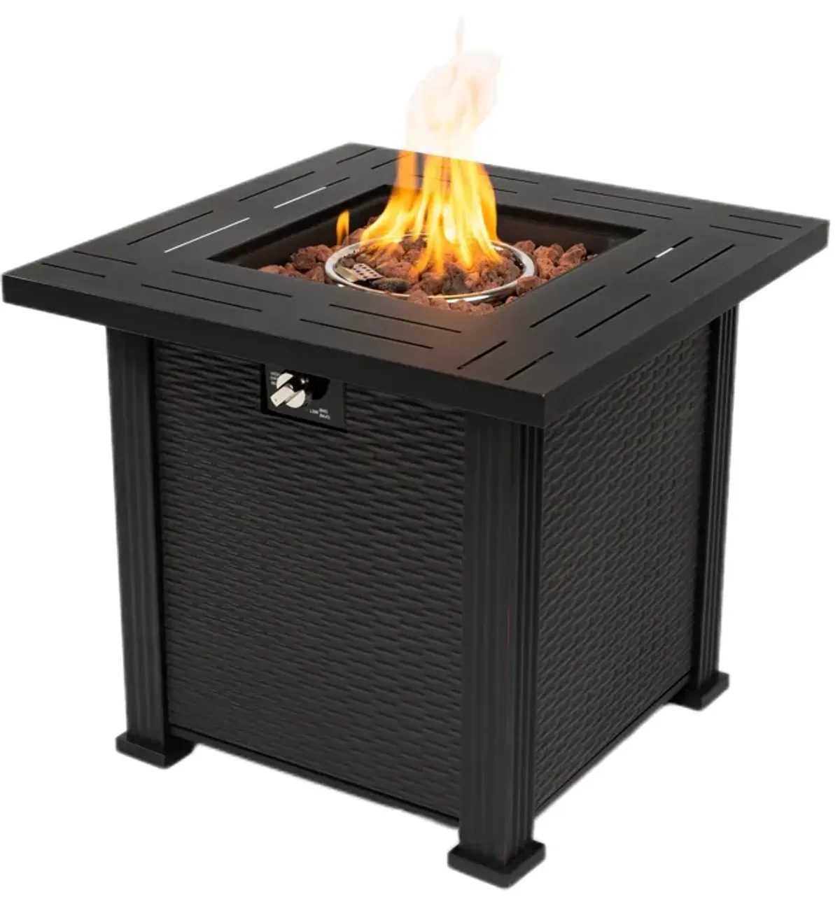 Mondawe Outdoor 28 Inch Wicker Square Fire Pit Table