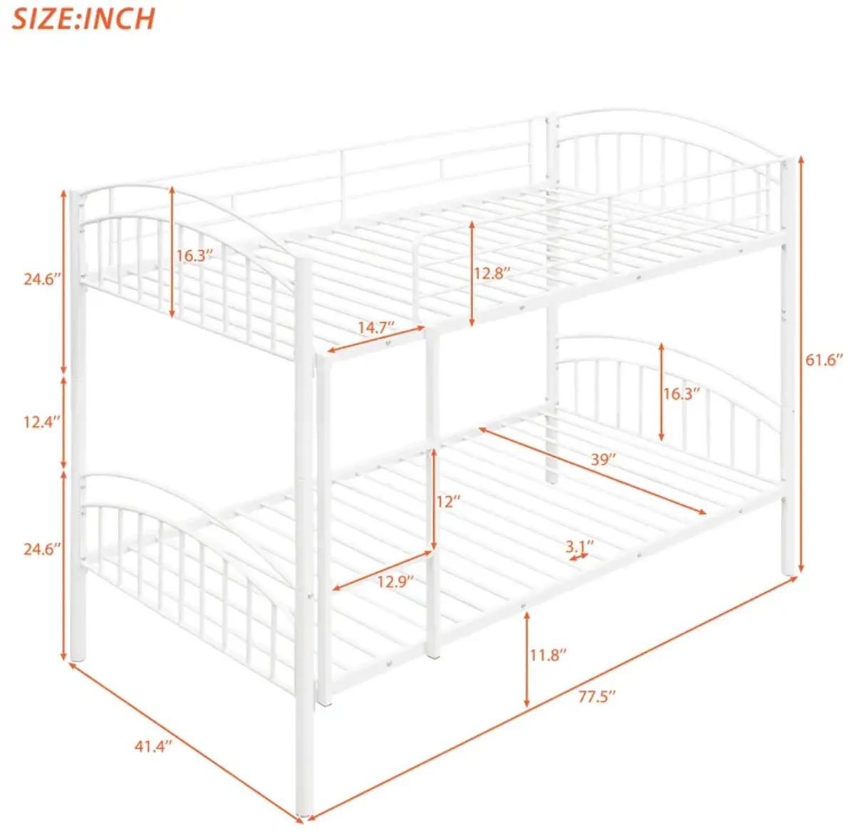 Merax Metal Bunk Bed 2 Beds in One