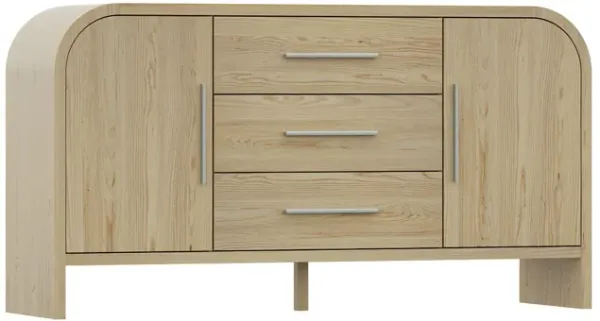 FUFU&GAGA Modern Wooden Storage Cabinet – P2 MDF Construction with Natural Wood Finish, (59.1" W x 15.7" D x 31.5" H), Brown