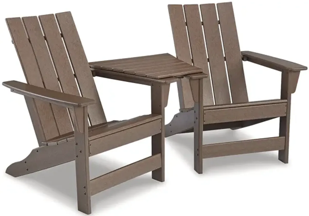 Emmeline 2 Adirondack Chairs with Tete-A-Tete Table Connector