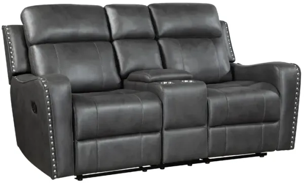 Gimo Dual Manual Recliner Loveseat, Dark Gray Microfiber, 72 Inch - Benzara