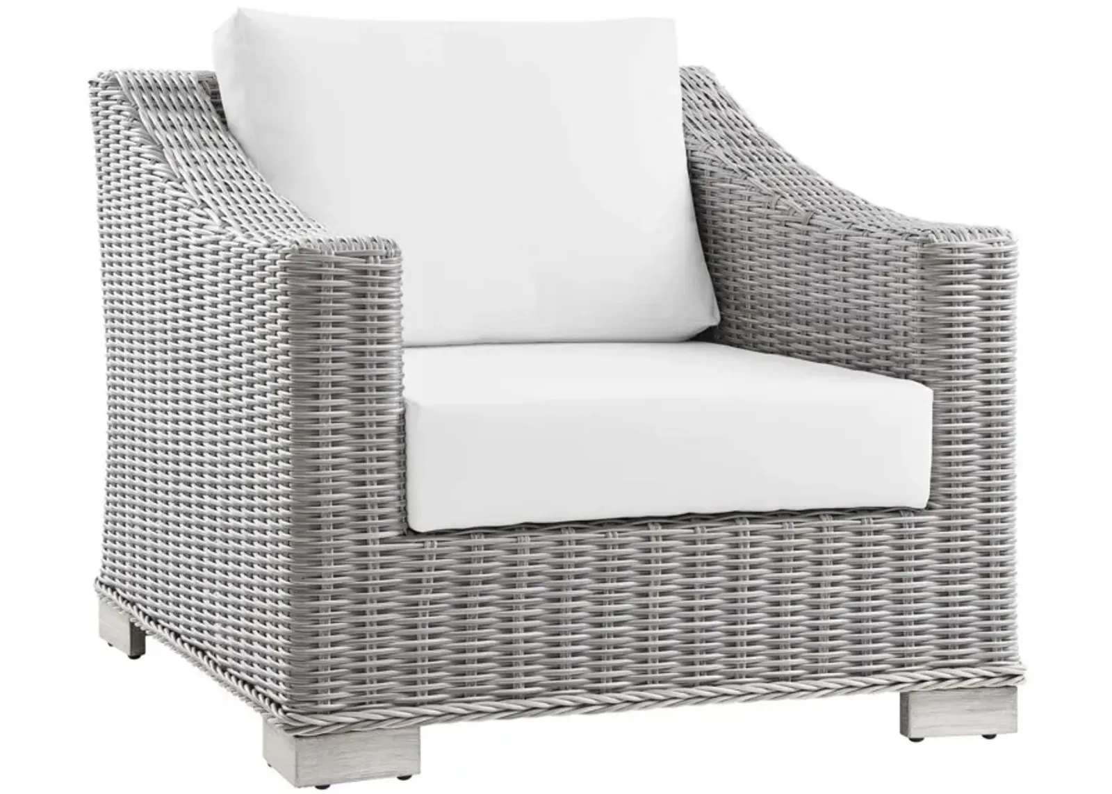 Modway Conway Outdoor Patio Wicker Rattan, Armchair, Light Gray White