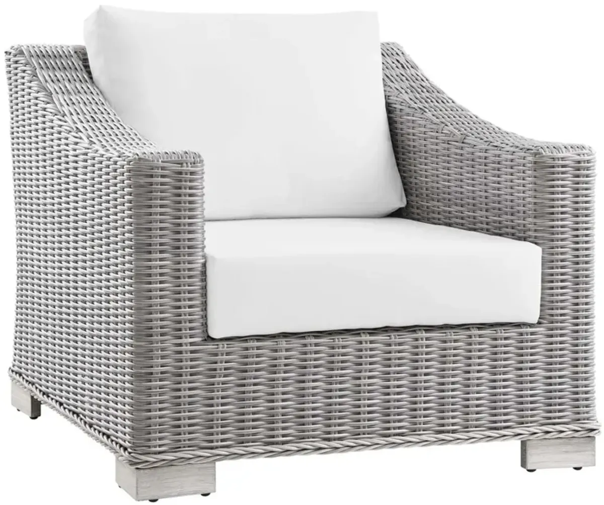 Modway Conway Outdoor Patio Wicker Rattan, Armchair, Light Gray White