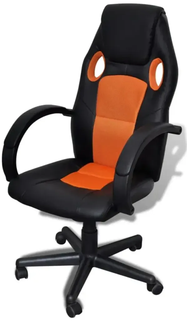 Artificial Leather Office Chair Height Adjustable Swivel Orange