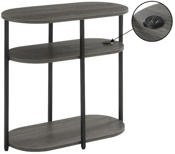 Convenience Concepts Designs2Go Simon 3 Tier Oval Chairside End Table with USB Ports