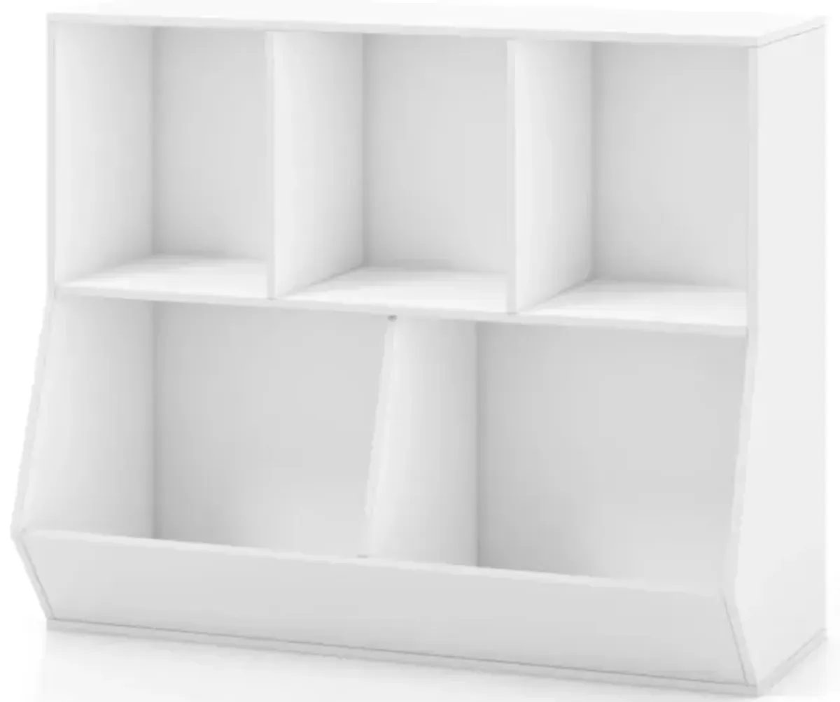 Hivvago 5-Cube Wooden Kids Toy Storage Organizer with Anti-Tipping Kits