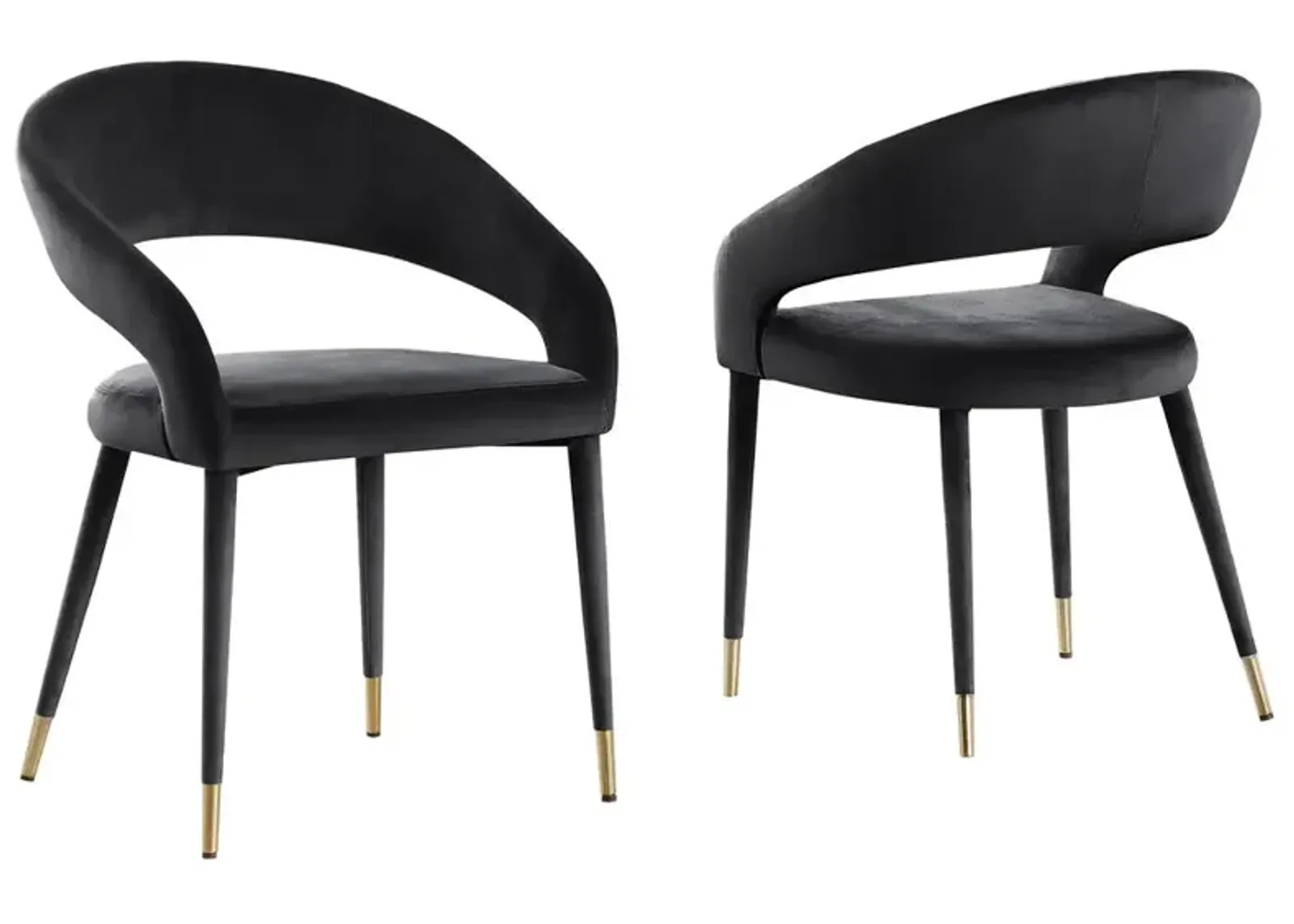 Jacques Velvet Black Dining Chairs (Set of 2)