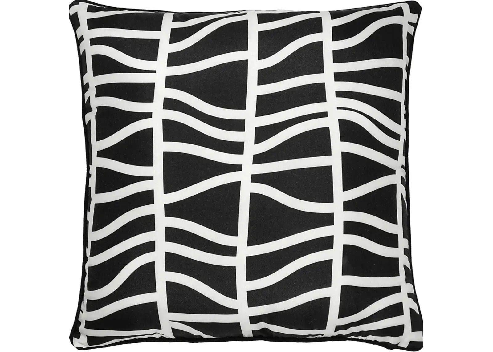 22" White and Black Geometric Square Outdoor Patio Throw Pillow