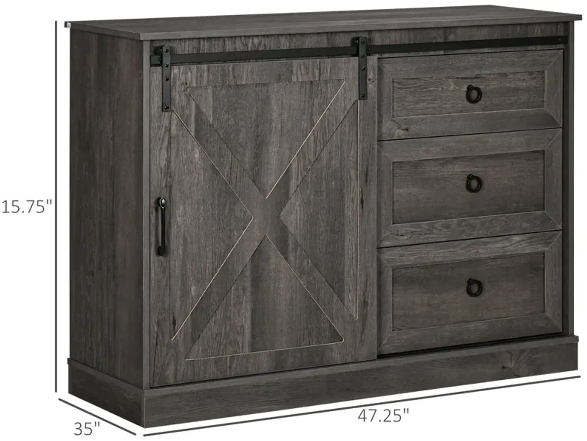 Dark Grey Kitchen Storage: Farmhouse Sideboard with Sliding Barn Door