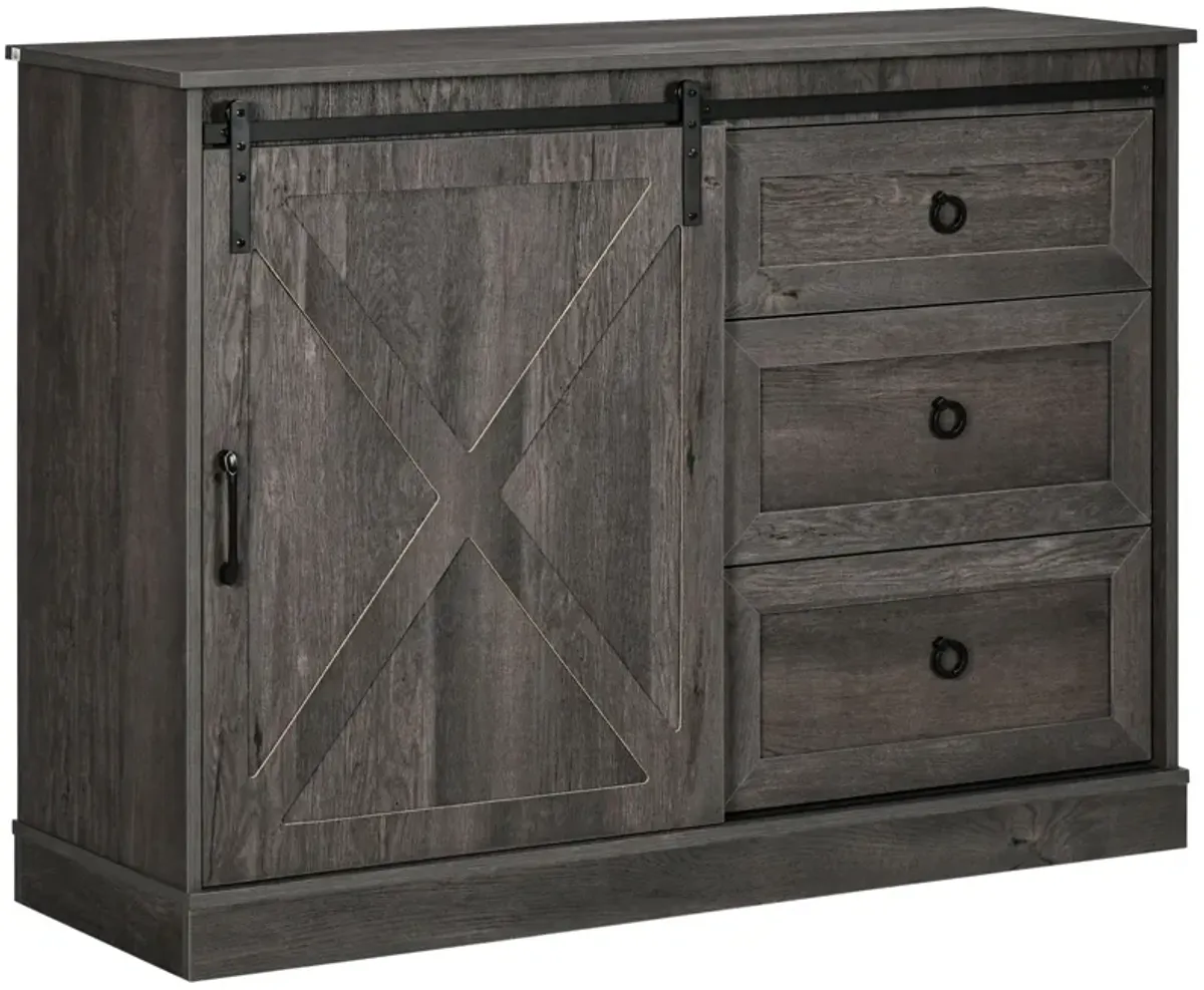 Dark Grey Kitchen Storage: Farmhouse Sideboard with Sliding Barn Door