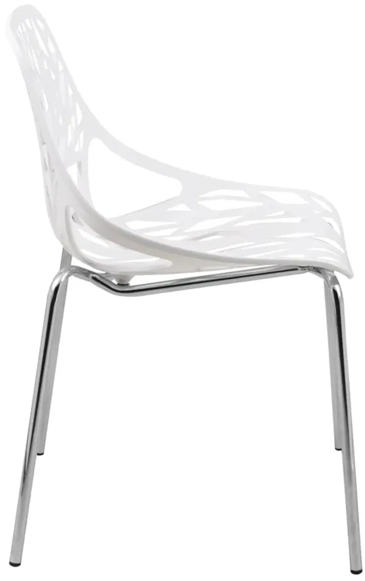 LeisureMod Asbury Dining Stackable Chair in Polypropylene Seat and Chrome Legs Set of 2