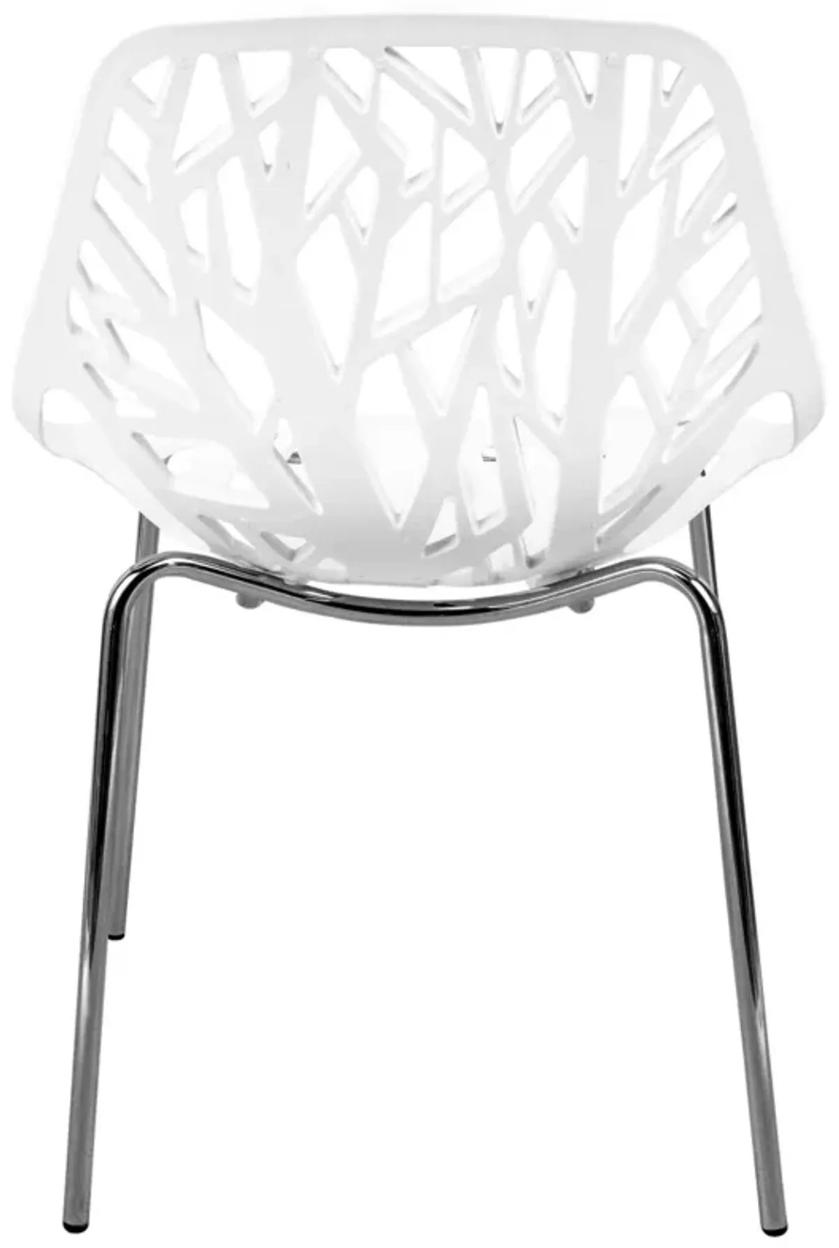 LeisureMod Asbury Dining Stackable Chair in Polypropylene Seat and Chrome Legs Set of 2