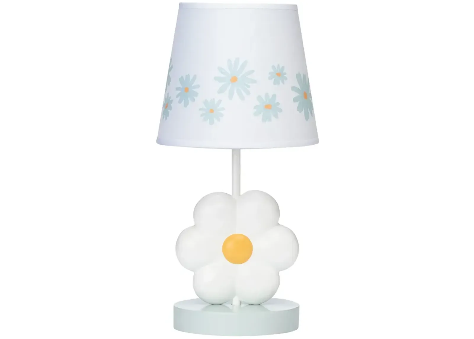 Lambs & Ivy Sweet Daisy White Floral Nursery/Child Lamp with Shade & Bulb