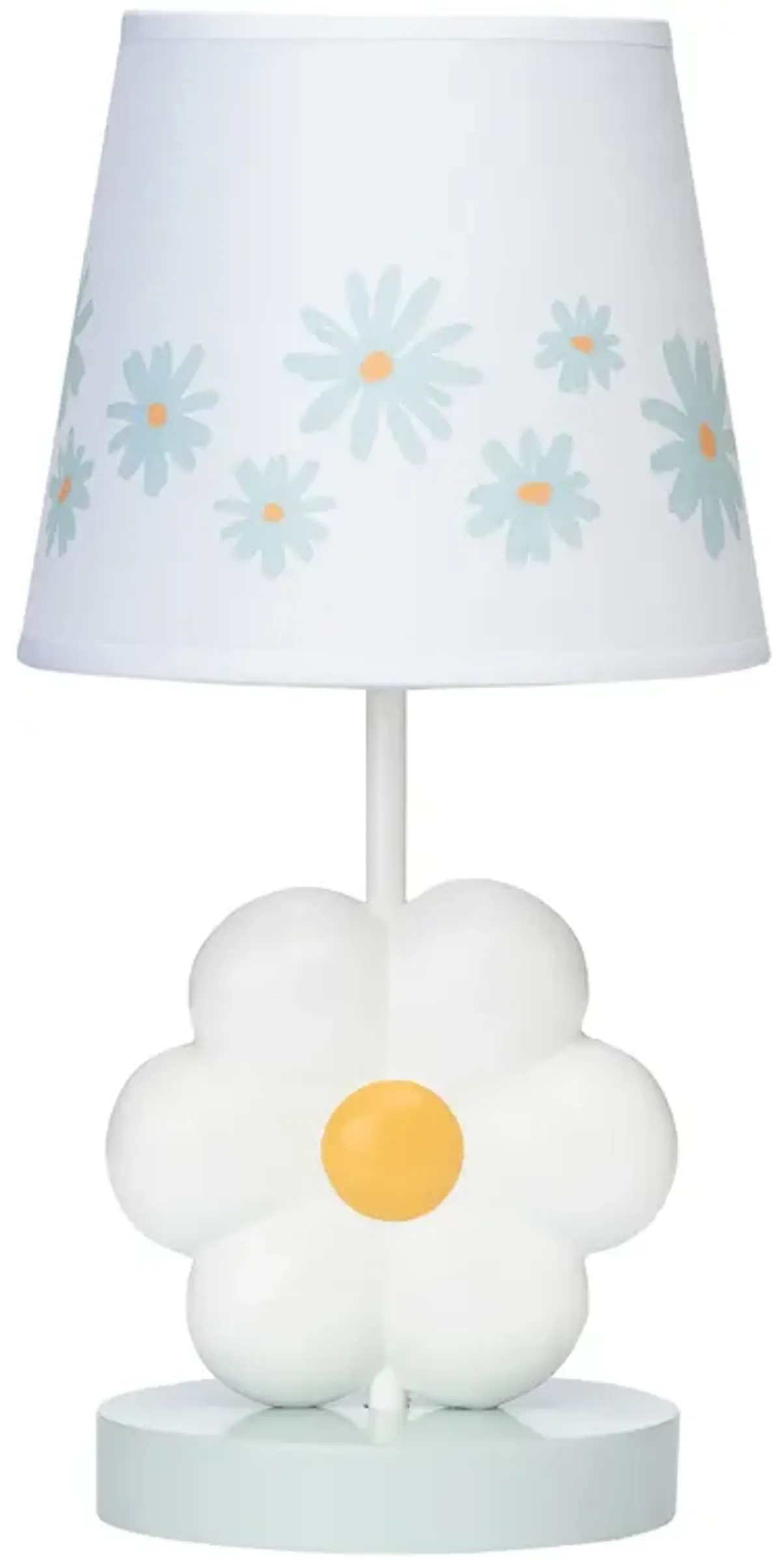 Lambs & Ivy Sweet Daisy White Floral Nursery/Child Lamp with Shade & Bulb