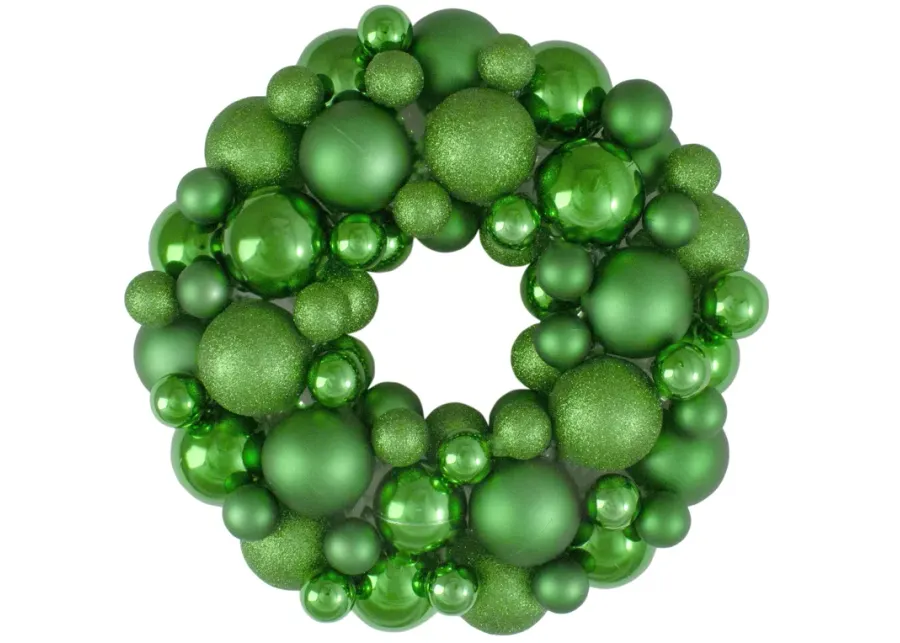 Green 3-Finish Shatterproof Ball Christmas Wreath - 13-Inch  Unlit