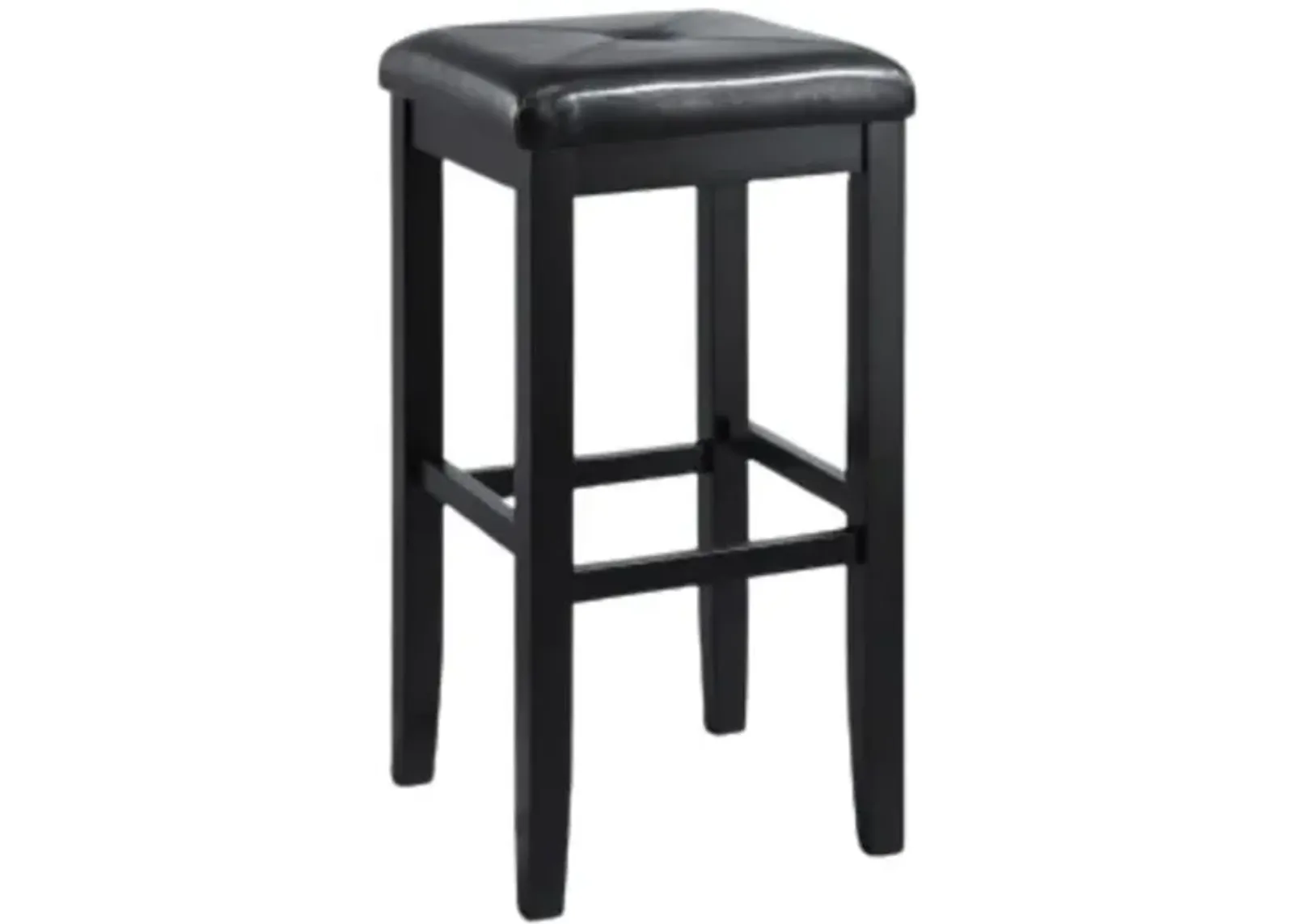 Upholstered Square Seat 2Pc Bar Stool Set Black/Black - 2 Stools