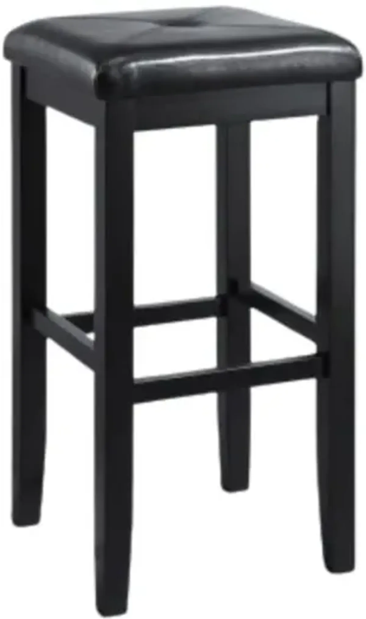 Upholstered Square Seat 2Pc Bar Stool Set Black/Black - 2 Stools