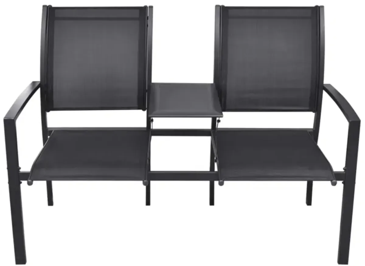 vidaXL 2 Seater Patio Bench 51.6" Steel and Textilene Black